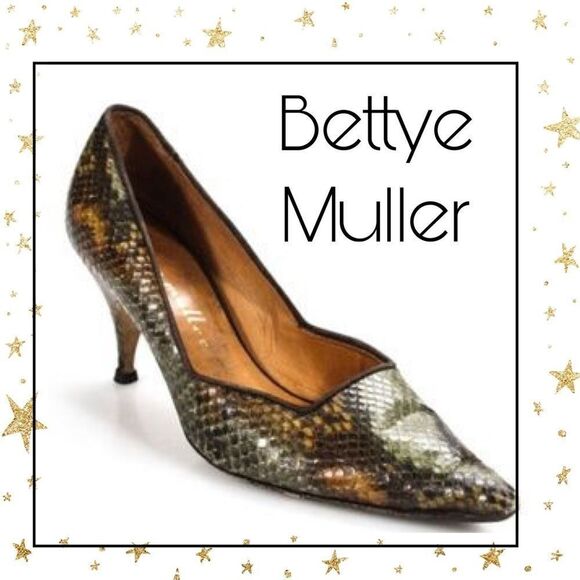 Bettye Muller Green Leather Snake Pumps 36 - Picture 1 of 6